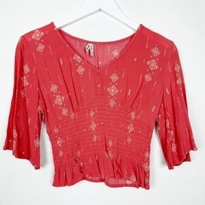 Mudd Juniors Kimono Printed V-Neck Top Elastic on the waist Size XS